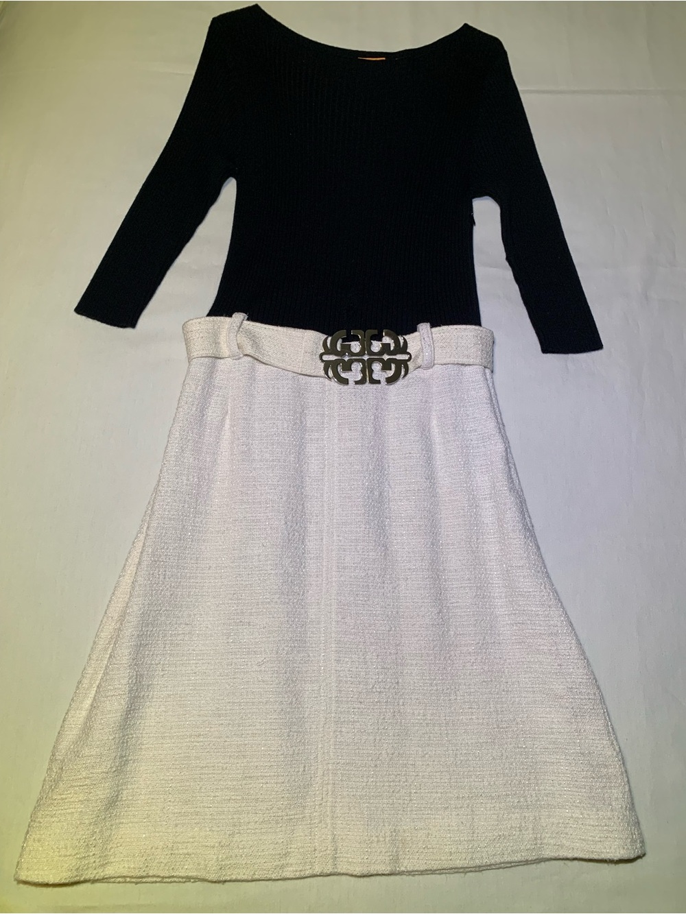 Tory Burch medium wool blend black and white dress.